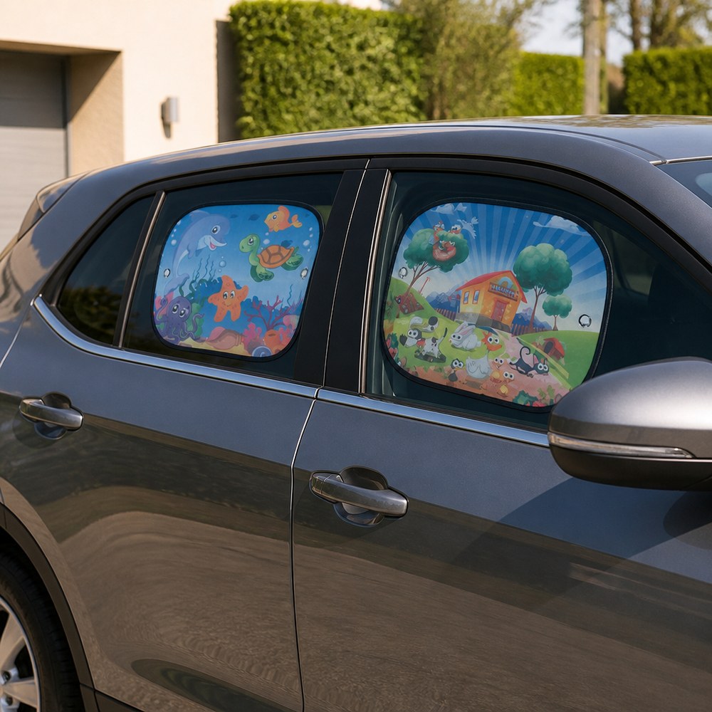 Parasoles para Coche UV — Los niños en el asiento trasero dejan de quejarse del sol en 30 segundos