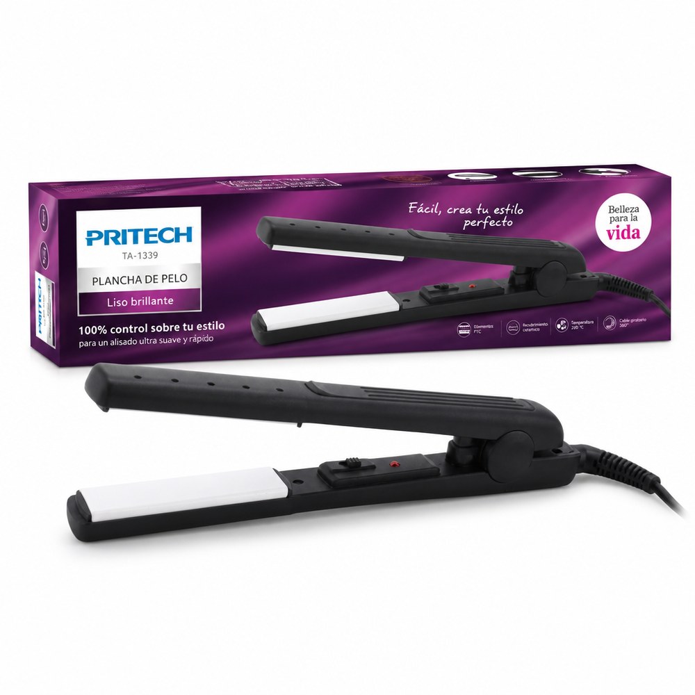 Plancha de Pelo Pritech TA-1339 | Tecnología PTC | Alisado Rápido y Brillante
