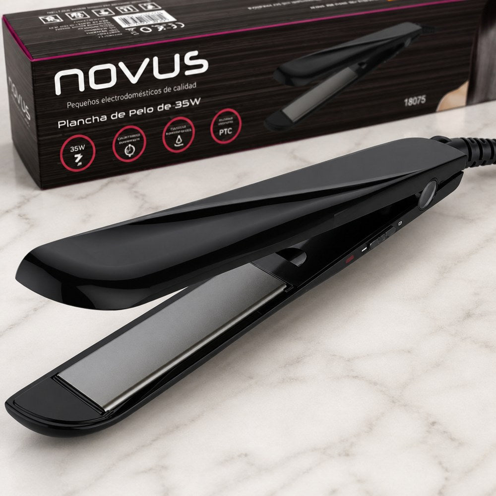 Plancha de Pelo Novus 35W | Tecnología PTC Calentamiento Rápido | Compacta para Viaje