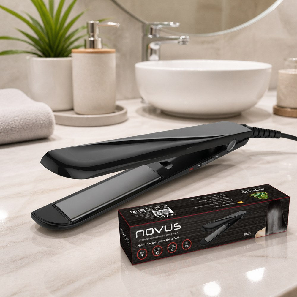 Plancha de Pelo Novus 35W | Tecnología PTC Calentamiento Rápido | Compacta para Viaje