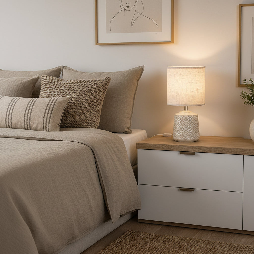 Lámpara de Mesa de Cerámica con Diseño Elegante | Iluminación Decorativa
