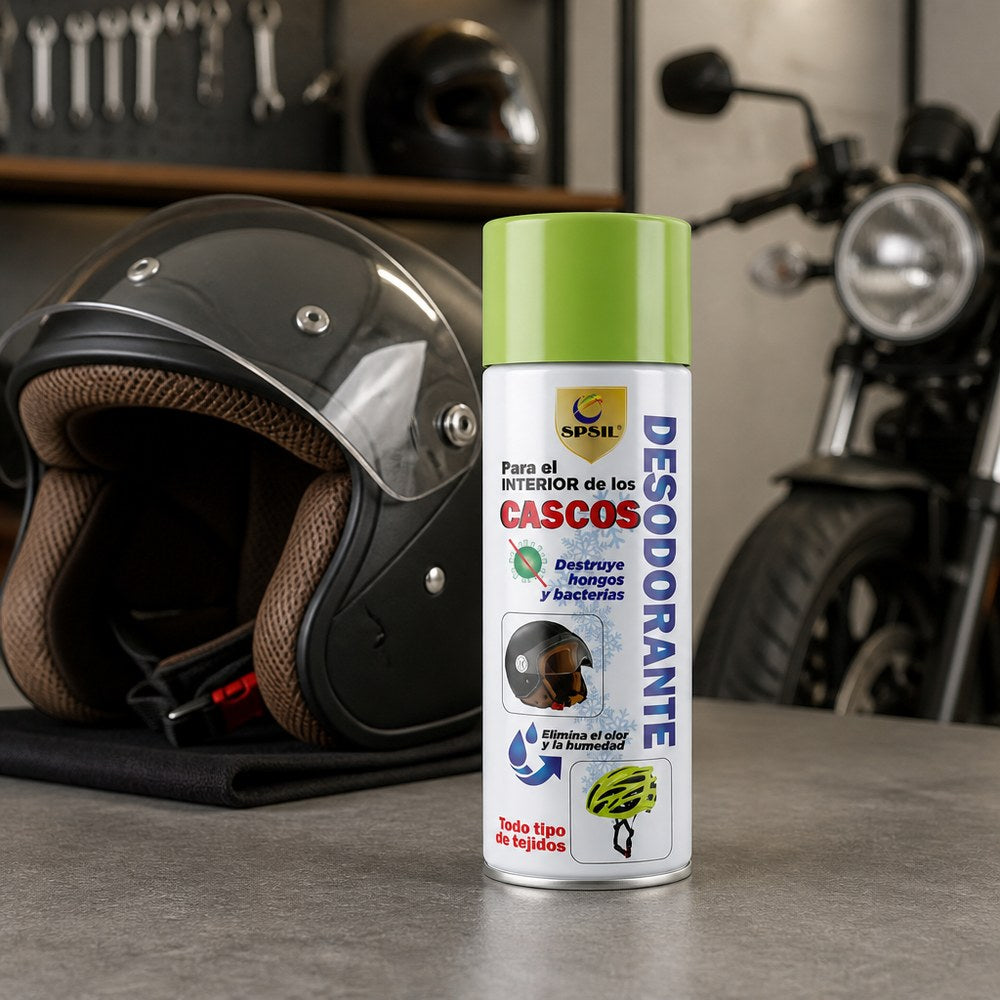 Desodorante Spray para Interior de Cascos | Elimina Hongos y Bacterias | Ciclismo y Moto