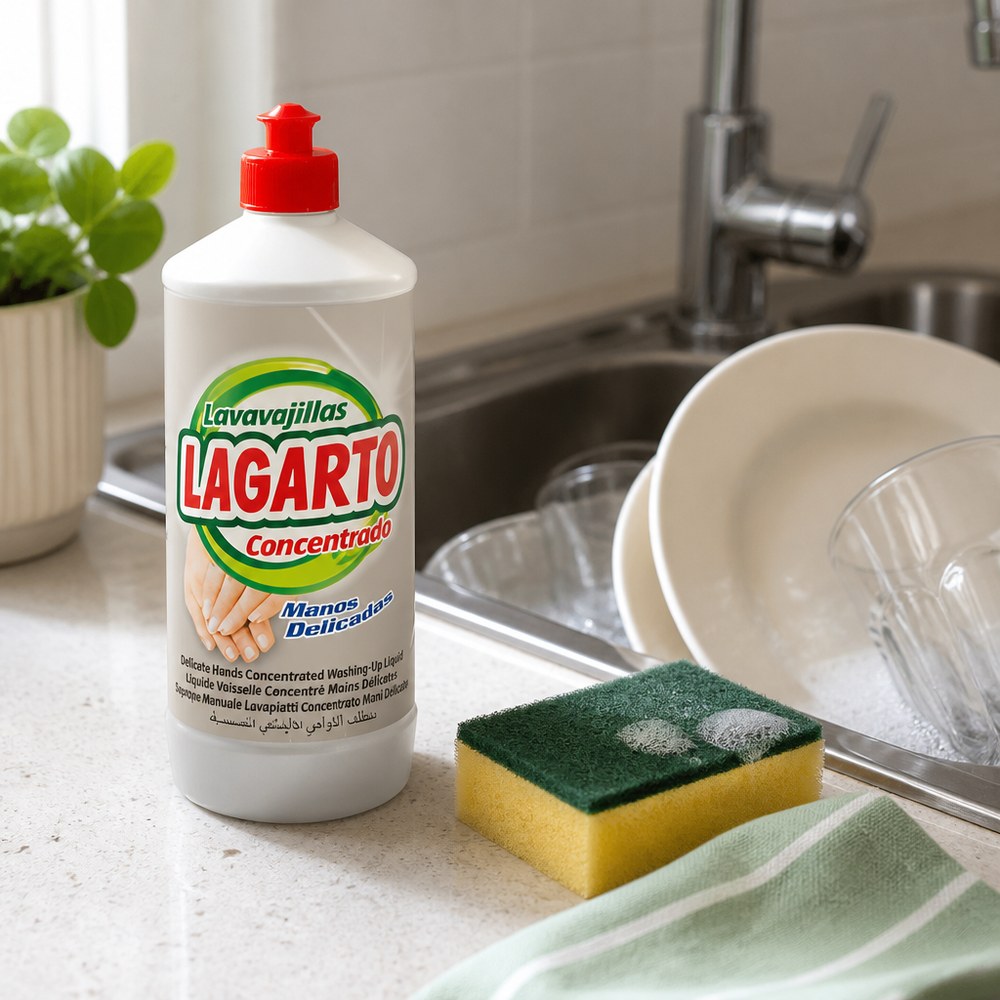Lavavajillas Líquido Concentrado Lagarto | Suave con las Manos, Potente con la Grasa