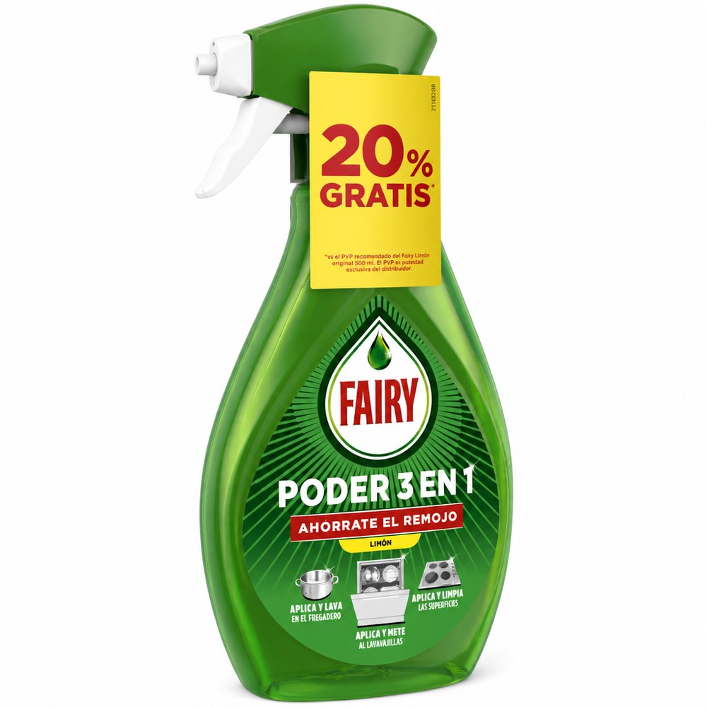 Spray Fairy Poder 3 en 1 Limón | Lava, Limpia y Desengraña | Cocina y Vajilla