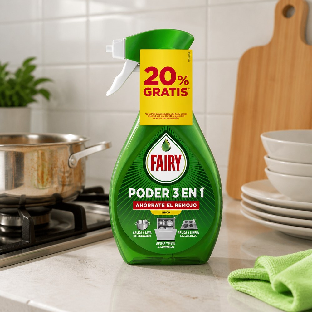 Spray Fairy Poder 3 en 1 Limón | Lava, Limpia y Desengraña | Cocina y Vajilla