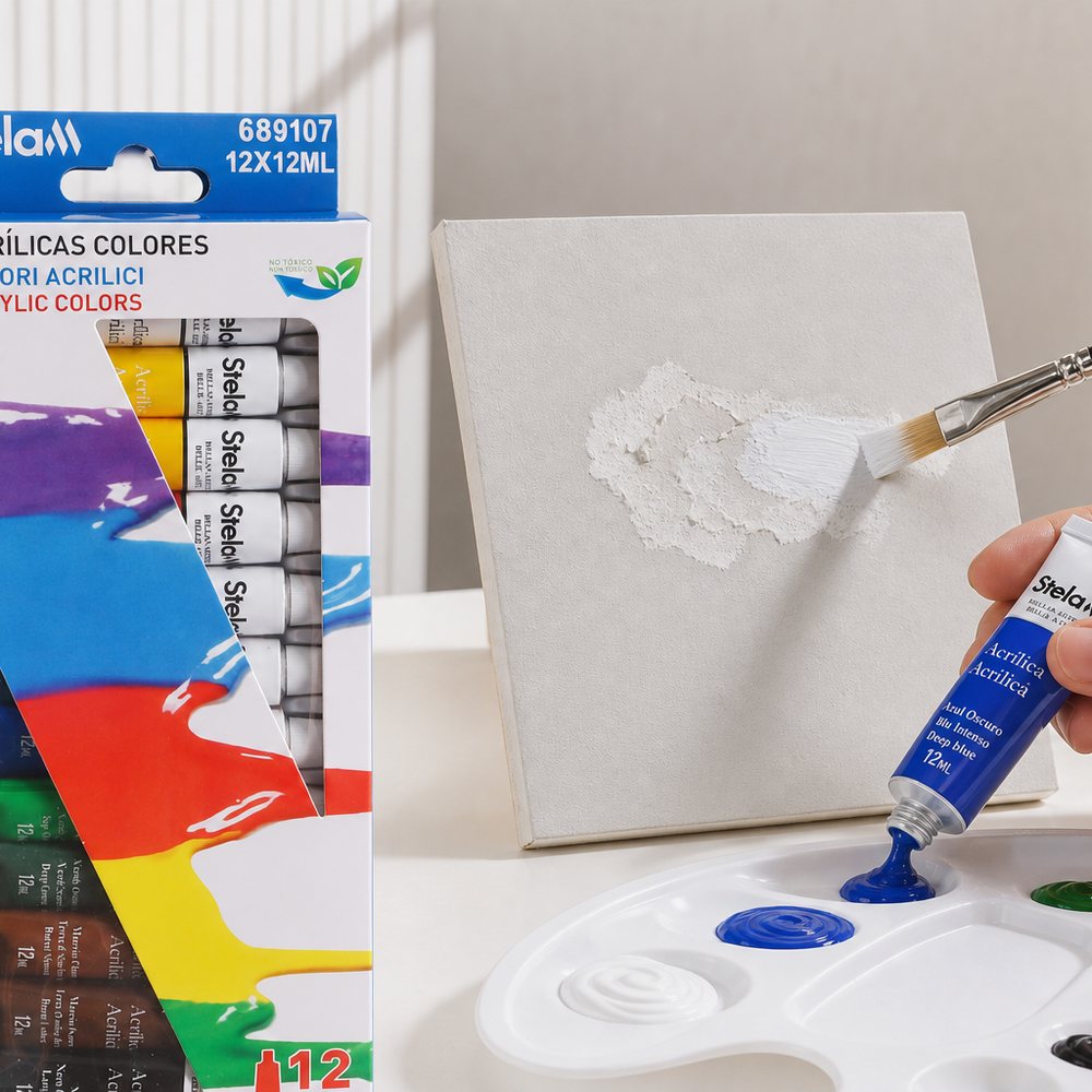 Set de 12 tubos de acrílicos 12 ml