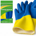 Jupiter Two-Tone Cleaning Gloves | 100% Latex | Size 8-8½ | Home and Professional Use