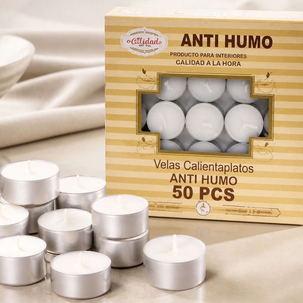 Small Anti-Smoke Candles | Pack of 50 Pcs | Warming Dishes | Parties and Celebrations