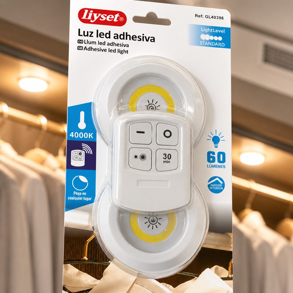 Adhesive LED Light 60 Lumens | 4000K | For Closets, Shelves and Premises