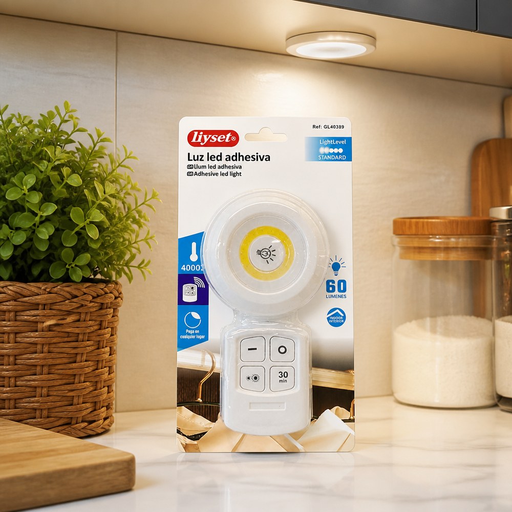 Adhesive LED Light 60 Lumens | 4000K | Remote Control and 30 min Timer