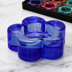 Blue Glass Candle Holder | Flower Shape Design | Home Decor