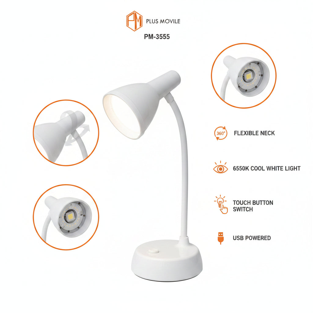 White Table Lamp | Minimalist Design | Desk and Bedside Table