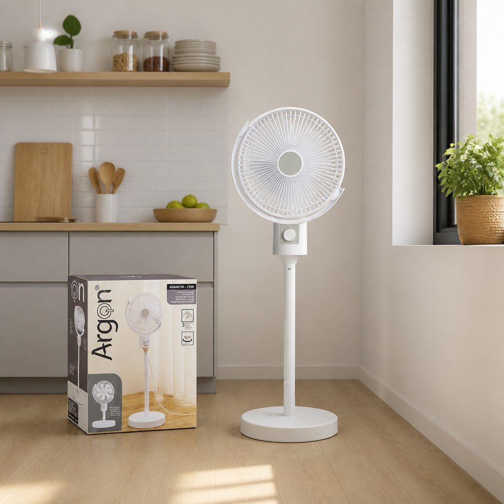 White Pedestal Fan | Quiet and Compact | Home and Office
