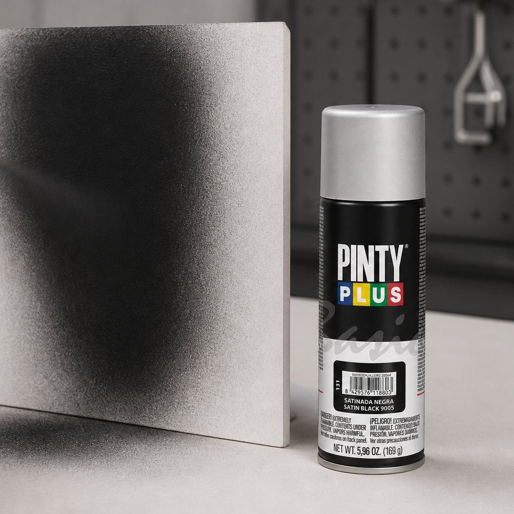 Spray Pintura Negro Satinado Pintyplus Basic | 270 ml | Interior y Exterior | Madera Metal Plástico