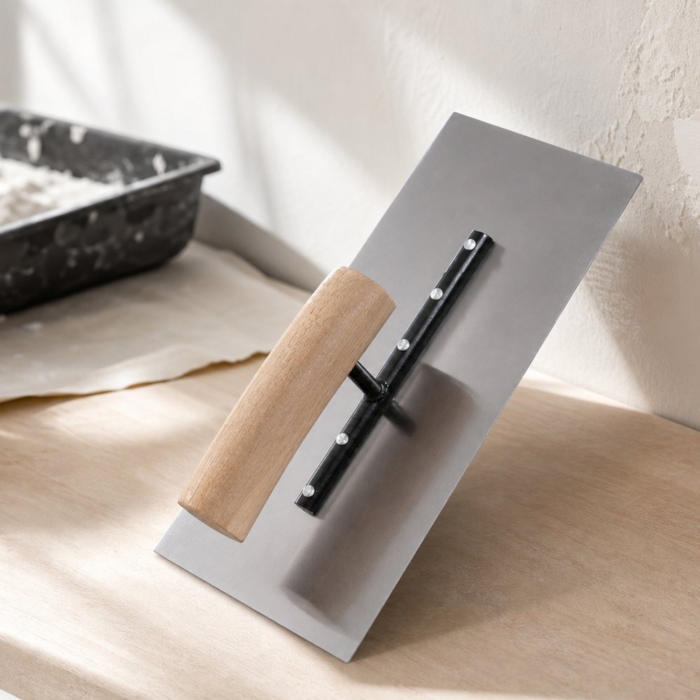 Llana de Acero Inoxidable 100×280 mm | Mango de Madera | Albañilería y Revoque